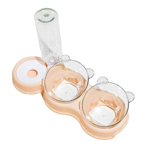 Dualoai Katzen 3 in 1 Doppelnäpfe Wassernapf Futterschale Futterautomat mit Abnehmbarer Konstruktion Und 15 Grad Geneigtem Schutz für Katzen Hunde Kleine, Rosa von Dualoai