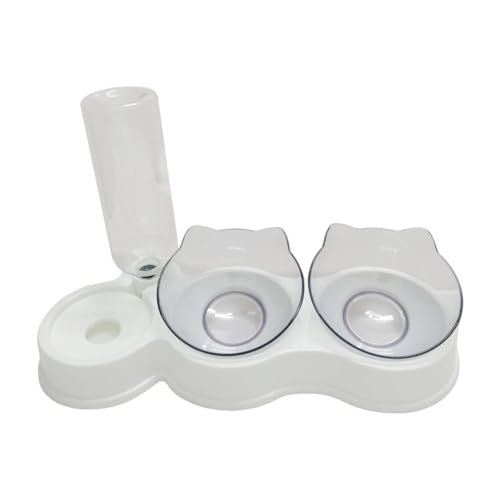 Dualoai Katzennapf Doppelschale Fressnapf Wassernapf Haustierschale Aus Robustem Pp Material mit 500ml Wasserflasche Und 15 Grad Neigung für Katzen Hunde Fütt, Weiß Dualoai Katzennapf Doppelschale Fressnapf Wassernapf Haustierschale Aus Robustem Pp Material mit 500ml Wasserflasche Und 15 Grad Neigung für Katzen Hunde Fütt, Weiß von Dualoai