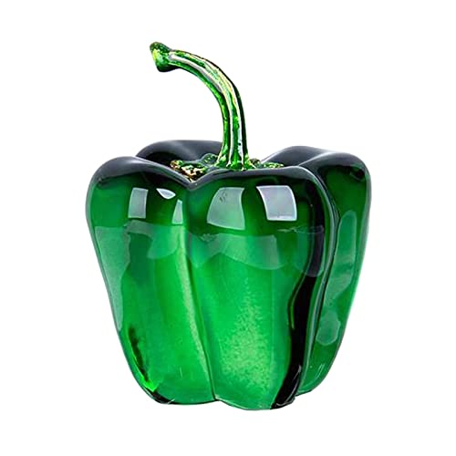 Dualoai Kristall Obst Skulptur Kunst Bücherregal Dekor Ornament Artwork - Grüne Chilli; Elegante Dekoration für Ihr Zuhause von Dualoai