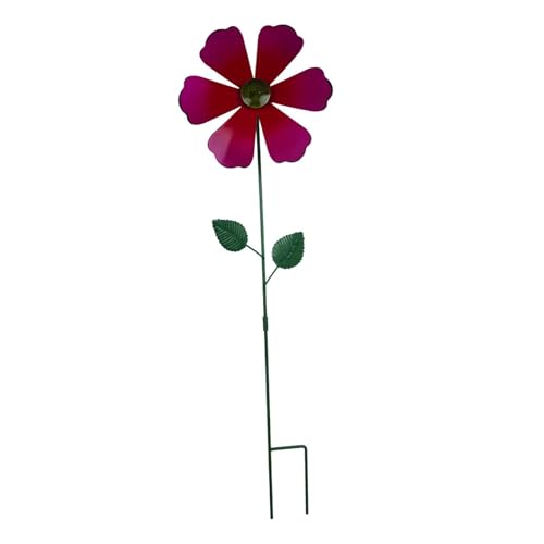 Dualoai Windspiel Als Gartenstecker Und Windrad Eine Metallblume Als Gartenfigur mit Eleganter Form Und Sicherer Bodenverankerung für Den Vorgarten Und Den Hi, Rose Rot von Dualoai