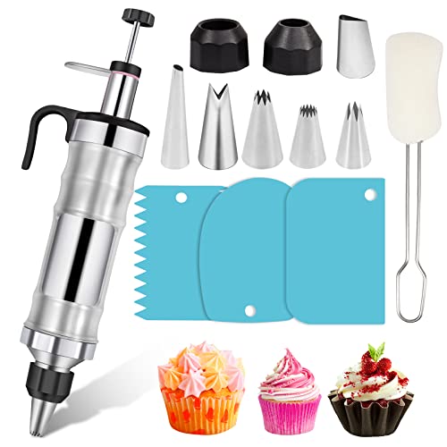 Zuckerguss Dekoration Pistole Set Dessert Dekorieren Dekorator Spritze Kuchen Dekorieren Werkzeug 6 russische Spritztüllen Sahneschaber Cupcake Frosting Füllung Injektor Kuchen Zuckerguss Werkzeuge von Dualshine