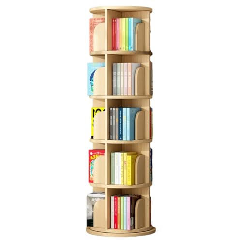 Rotierendes Bücherregal 3/4/5/6-stöckiges Bücherregal Aus Holz Hohes Bücherregal Moderne Um 360° Drehbare Aufbewahrung Für Schlafzimmer Wohnzimmer Arbeitszimmer Büro (Color : Wood, S : 50.5 * 160cm) von DuanDanHuiShop