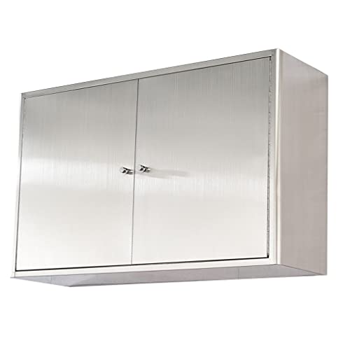 Wandschrank Montagefertiger Edelstahl-Wandschrank Mit Zwei Türen Metallschrank for Die Badezimmerwand (Color : Silver, S : 60 * 38 * 25cm) von DuanDanHuiShop