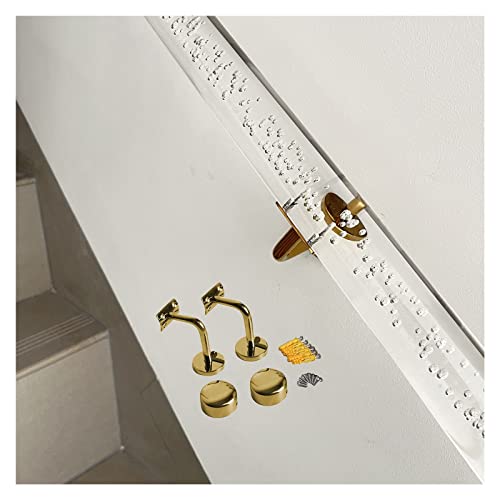 DuanXing Anpassbares Treppenhandlauf-Set aus klarem Acryl – einstellbare Längen von 1,6 bis 20 Fuß, for den Heim- und Außenbereich(Gold Bracket,350cm(11.5ft)) von DuanXing