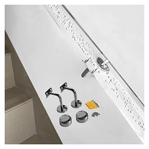 DuanXing Anpassbares Treppenhandlauf-Set aus klarem Acryl – einstellbare Längen von 1,6 bis 20 Fuß, for den Heim- und Außenbereich(Silver Bracket,220cm(7.2ft)) von DuanXing