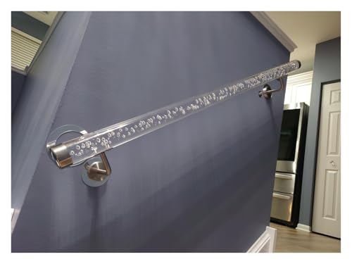 DuanXing Stabiler Handlauf aus klarem Acryl for Treppen im Innen- und Außenbereich – individuelle Länge mit silbernen Halterungen(Clear,270cm(8.8ft)) von DuanXing
