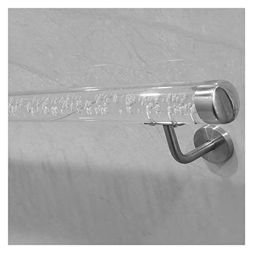 DuanXing Treppenhandlauf aus transparentem Acryl in individueller Länge – rutschfestes Geländer zur Wandmontage for den Innen- und Außenbereich (48–61 cm)(Silver Bracket,70cm(2.3ft)) von DuanXing