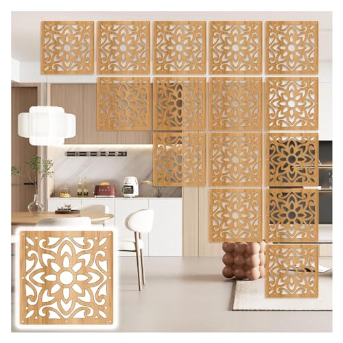 Mit Beschlägen Hängende Raumteilerplatte, 1-100 Stück Holz-Kunststoff Hohle Hängeplatten Größe 29cmx29cm(Natural B,7Pcs) von DuanXing