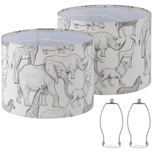 Duanthry 2 Stück Lampenschirme, Trommel-Lampenschirme, Lampenschirme für Tischlampe, Pendelleuchte, Lampenschirm-Harfenhalter Inklusive von Duanthry
