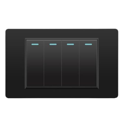 Duanthry Mechanische Knopfwand Elektrische Schalter Leuchtschalter 4 Gang 2 Way 118 Mmx72mmmmmmmmmmmm Memrierte Glasscheibe Schwarz 4gang 2way von Duanthry