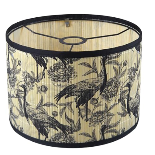 Duanthry Trommelförmige Lampenschirm Hellgrüne Pflanze Vogeldekoration Geeignet für, Tischlampe im Schlafzimmer B von Duanthry