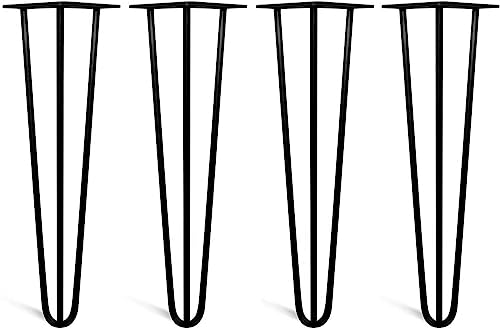 Beine für Möbel, Tischbeine, 4 x Haarnadel-Tischbeine, hochwertige Doppelschweißstahlkonstruktion, 10,2–71,1 cm, 10 mm, for DIY-Möbel, mit Schutzfüßen und Schrauben, for Sofa, Kleiderschrank, TV-Schra von DubMag
