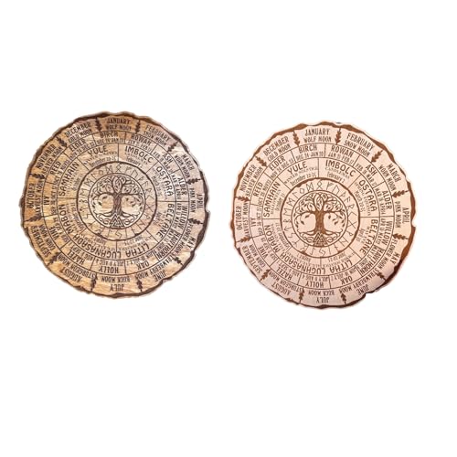2Stk Rad Des Jahres Holzschild - Pagan Witch Schild | Vintage Handgemachtes Himmelszeichen Für Wicca-Feiertage | Baum Des Lebens Rundes Holzornament | Himmelsschild Aus Holzaltar, Weihnachtsdekoration 2Stk Rad Des Jahres Holzschild - Pagan Witch Schild | Vintage Handgemachtes Himmelszeichen Für Wicca-Feiertage | Baum Des Lebens Rundes Holzornament | Himmelsschild Aus Holzaltar, Weihnachtsdekoration von Dubbulon