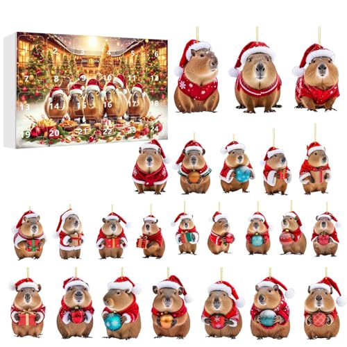 Dubbulon 24 Tage Capybara Adventskalender Weihnachtskalender - 24 Türchen Countdown Bis Weihnachten - Capybara 2D Acryl Dekoanhänger Für Baum Wand Tür Fenster Deko Kinder Erwachsene Dubbulon 24 Tage Capybara Adventskalender Weihnachtskalender - 24 Türchen Countdown Bis Weihnachten - Capybara 2D Acryl Dekoanhänger Für Baum Wand Tür Fenster Deko Kinder Erwachsene von Dubbulon