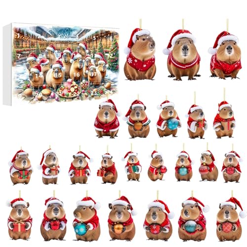 Dubbulon 24 Tage Capybara Adventskalender Weihnachtskalender - 24 Türchen Countdown Bis Weihnachten | Capybara 2D Acryl Dekoanhänger Für Baum Wand Tür Fenster Deko Kinder Erwachsene Dubbulon 24 Tage Capybara Adventskalender Weihnachtskalender - 24 Türchen Countdown Bis Weihnachten | Capybara 2D Acryl Dekoanhänger Für Baum Wand Tür Fenster Deko Kinder Erwachsene von Dubbulon