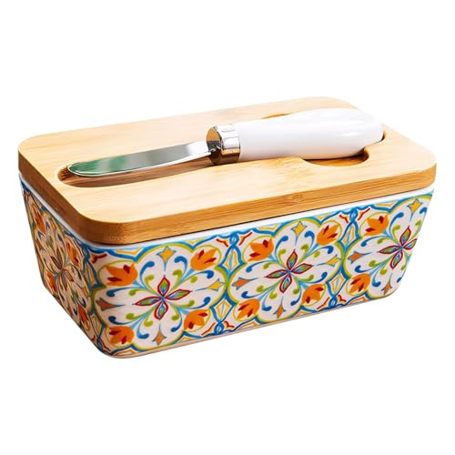 Dubbulon Butterbehälter,Keramik Butterdose Mit Deckelschneider Für Die Arbeitsplatte | Küchen Deko Schale Für Esstisch Küchentheke Kühlschrank Dubbulon Butterbehälter,Keramik Butterdose Mit Deckelschneider Für Die Arbeitsplatte | Küchen Deko Schale Für Esstisch Küchentheke Kühlschrank von Dubbulon