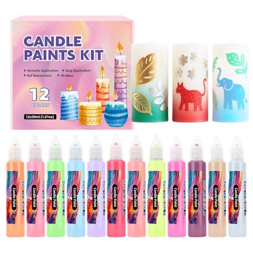 Dubbulon Canvas Markers - 12 Farben Kerzenmal Set Für Anfänger | Schreib Zeichen Dekorations Set Für Feste Feiern Partys Basteln Auf Glas Tragetaschen Baumwollstoff Erwachsene von Dubbulon
