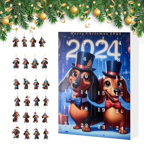 Dubbulon Dackel Adventskalender Weihnachts Countdown Kalender | 24 Tage Dackel Adventskalender - 2D Acryl Hund Ornamente Für Kinder Erwachsene Familie Partygeschenke Weihnachtsbaum Dekoration - Party Dubbulon Dackel Adventskalender Weihnachts Countdown Kalender | 24 Tage Dackel Adventskalender - 2D Acryl Hund Ornamente Für Kinder Erwachsene Familie Partygeschenke Weihnachtsbaum Dekoration - Party von Dubbulon