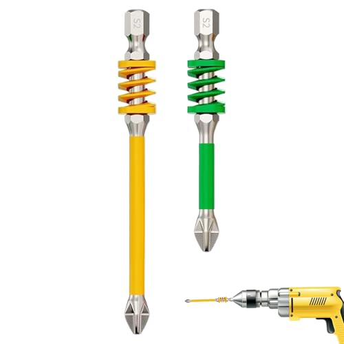 Dubbulon Elektrische Schraubendreher-Bits - 2-teiliger magnetischer Bitsatz für Schraubendreher,Rutschfeste Spitzen mit Feder für Elektriker, Haushalt, Handwerk, Wartung, Holz, und Möbel von Dubbulon
