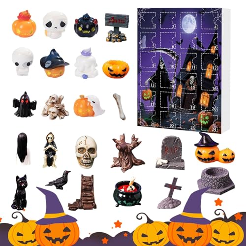 Dubbulon Halloween Dekorations Countdown Kalender,Horror 24 Teile Halloween Countdown Kalender 2025 | Deko Für, Mädchen, Familie, Party, Gruselige Herbstdekoration von Dubbulon