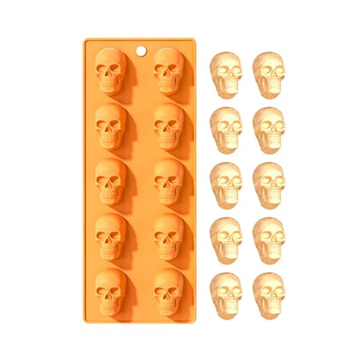 Dubbulon Halloween Silikonformen zum Backen,Halloween Totenkopf Backform - Antihaftbeschichtete Schokoladenform aus Silikon | Handgefertigte Seifenformen in Form eines Totenkopf- -Geisters von Dubbulon