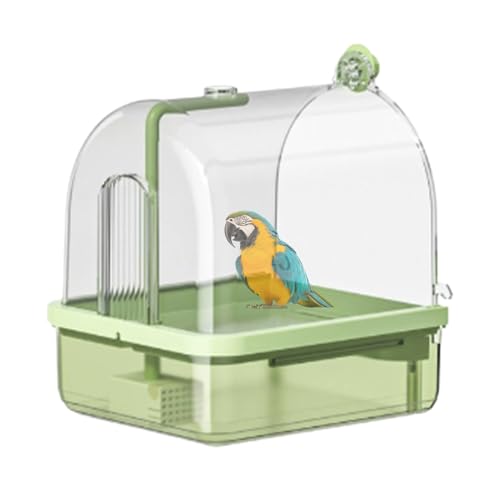 Dubbulon Vogelbad Für Käfig - Badeplatz Für Wellensittiche - Stand mit 2 Duschfunktionen Knabbersicheres Automatisches Bad Sitzstange Für Innen & Außen von Dubbulon