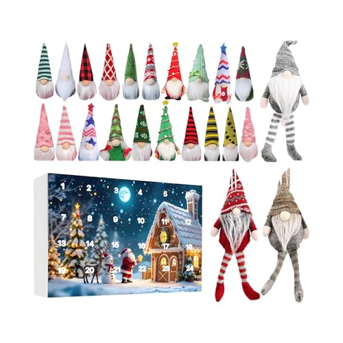 Dubbulon Weihnachts Wichtel Adventskalender,Kuschelige Plüschwichtel Festtagsgeschenkidee | 24 Tage Adventskalender Für Tisch Deko Schreibtisch Kaminsims Weihnachtsdekoration von Dubbulon