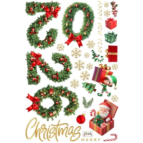 Dubbulon Weihnachtsfensterbilder | Festliche 2026 Weihnachtsaufkleber Statisch Haftend,Abziehbare Fenster Deko Winterdeko Für Wohnzimmer Schlafzimmer Dubbulon Weihnachtsfensterbilder | Festliche 2026 Weihnachtsaufkleber Statisch Haftend,Abziehbare Fenster Deko Winterdeko Für Wohnzimmer Schlafzimmer von Dubbulon