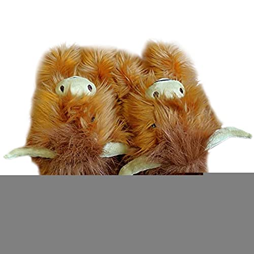 Highland-Kuh-Hausschuhe – Niedliche Weiche Zum Hineinschlüpfen | Bequeme Cartoon-Tier-Hausschuhe | Winter-Plüsch-Warme | Unisex-Plüsch Mit Schottischem Rindvieh von Dubbulon