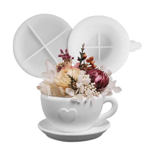 Silikonform Kerzenhalter Tasse Set - Silikonform Kerzenhalter Gießformen, Kaffeetasse Set Gießformen Silikon, Silikonform Kerzenhalter Mit Untertasse, Kerzenständer Form Silikonform Teelichthalter von Dubbulon