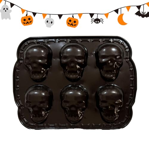 Totenkopf-Kuchenform Halloween – Metall-Halloween- -Skelett-Backform | Schokoladenbrotform Metall Fondantform Formen Kuchen Dekorieren | Kuchenformen Zum Backen Für Halloween-Partydekorationen von Dubbulon