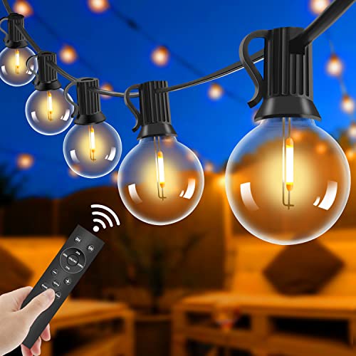 Lichterkette Außen mit Fernbedienung - 15M LED Lichterkette Dimmbar 25+2 G40 Glühbirnen, 4 Modus und Timmer Funktion, Wasserdicht für Outdoor Garten Balkon Terrasse Party Camping Hochzeit von Dubistda