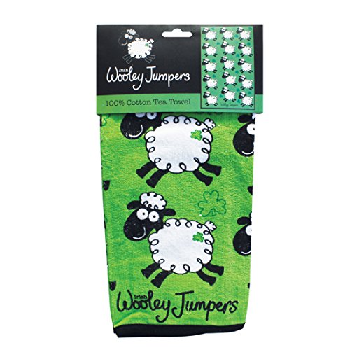 Dublin Gift Irish Woolley Jumpers Grünes Baumwolle Einzelnes Geschirrtuch Geschirrhandtuch mit Schaf Design von Dublin Gift
