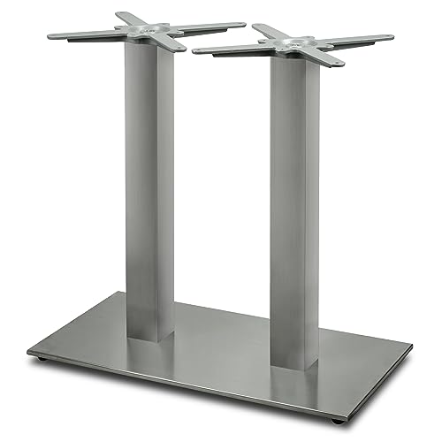 Dublino Doppel-Tischgestell Tischbein Edelstahl | Premium | PD7092inox | INOX | Esstisch | Höhe 73 cm | 31 kg | Bodenplatte 70x45 cm | max. Tischplattengröße 160x80 cm von Dublino