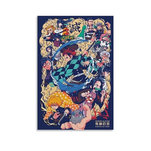 Duboueu Anime Demon Poster Slayer Comics Retro Cover Für Zimmer, Ästhetische Leinwand-Wandkunst, Schlafzimmer-Dekor Poster 20x30inch(50x75cm) von Duboueu