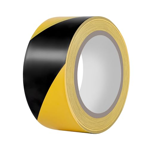 Duccinp Warnband Sicherheitsklebeband, 50mm x 33m Wasserdicht Selbstklebend Warnklebeband, PVC Absperrband, Boden Markierungsband Für Warnmakierungen Und Bodenkennzeichnungen (Gelb-Schwarz) von Duccinp