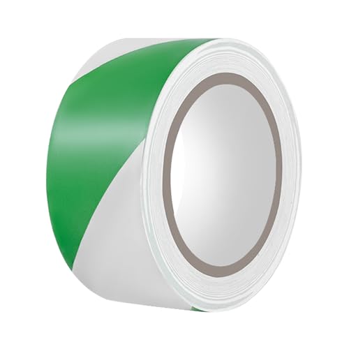 Duccinp Warnband Sicherheitsklebeband, 50mm x 33m Wasserdicht Selbstklebend Warnklebeband, PVC Absperrband, Boden Markierungsband Für Warnmakierungen Und Bodenkennzeichnungen (Grün-Weiß) von Duccinp