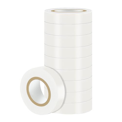 Duccinp Weiß Isolierband 18mm x 13m 10 Stück PVC Elektrische Leitungen Reparatur, Hitzebeständig Hochflexibe Wasserdicht Electrical Tape für Verdrahtungsprojekte und Reparaturen von Duccinp