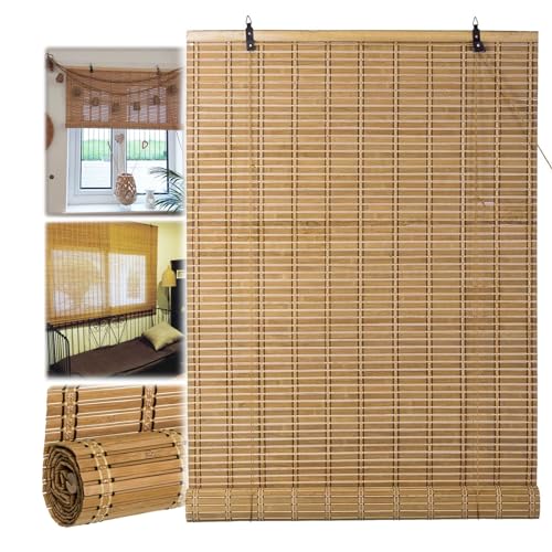 Bambusrollo Outdoor Rollo Bambus Außenrollo Wetterfest Breit 80 90 100 110 120 130 140 150 160cm, Bamboo Roller Blinds Sonnenschutzrollo Für Balkon Terrasse Garten Fenster Tür Küche von Duchunsheng