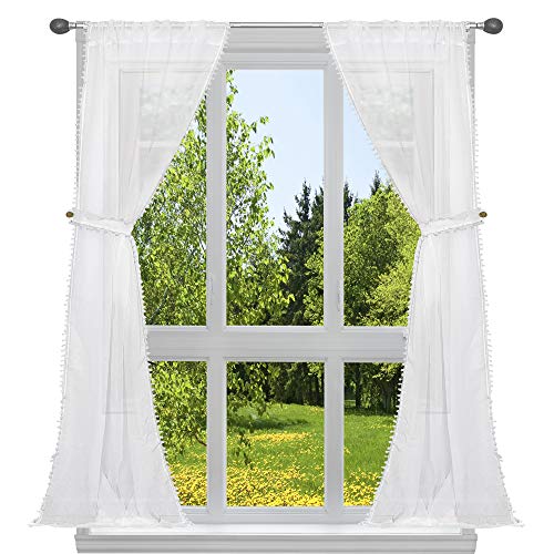 Duck Festes Fenstervorhang-Set, weiß, 38x84 von Duck River Textile