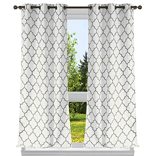 Duck Geometrisches Fenstervorhang-Set, grau, 36x96 von Duck River Textile