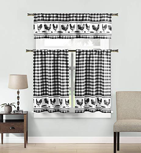 Duck River Textile Hellen Küchenvorhang & Etagen-Set, 58x15 (1 Stück) 29x36 (2 Stück) schwarz-weiß von Duck River Textile