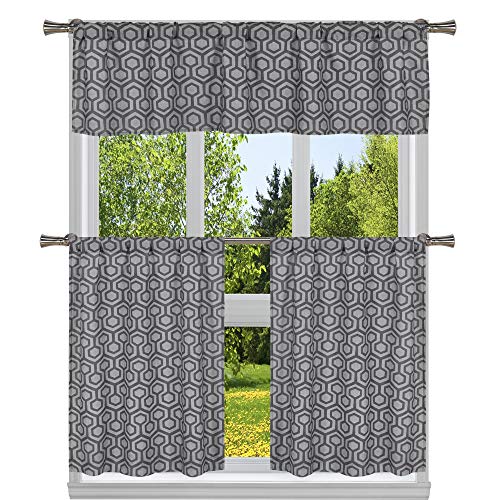 Duck River Textile Küchen-Vorhang und-Etagen, Blumenmuster, grau, 29x36 (2 58x15 (1 Piece) von Duck River Textile