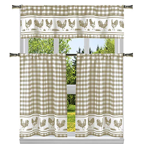 Duck River Textile Küchen-Vorhang und-Etagen, kariert, Taupe-White, 58x15 von Duck River Textile