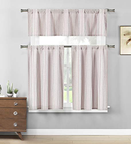 Duck River Textile Kylie Solid Kitchen Curtain & Tier Set, 58x15 (1 Piece) 29x36 (2 Pieces), Burgundy-White von Duck River Textile