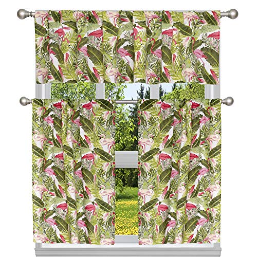 Duck River Textile Vorhänge und Volants Flamingo-Set, mit Palmen, naturbelassener Druck, Weiß-Multi, 29x36(2 Piece), 58x15 von Duck River Textile