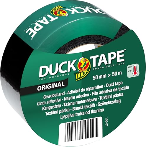 DUCK TAPE 106-04 Original Gewebeband – Selbstklebendes Klebeband mit wasserdichter Oberfläche – Panzertape extra stark für innen & außen – 50mm x 50m - Schwarz DUCK TAPE 106-04 Original Gewebeband – Selbstklebendes Klebeband mit wasserdichter Oberfläche – Panzertape extra stark für innen & außen – 50mm x 50m - Schwarz von Duck