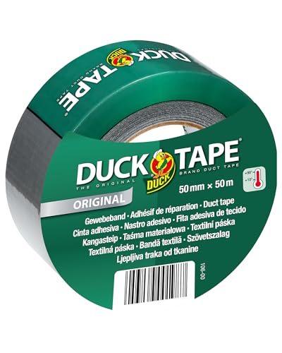 DUCK TAPE original 106-00 - Gewebeklebeband - Zum Reparieren, Fixieren und Verstärken - Maße: 50 m - Silber von Duck