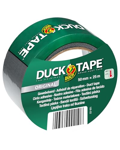 Duck Tape Original Gewebeband Silber 50 mm x 25 m - Panzerband Extra Stark Innen & Außen - Wetterbeständig & Wasserdicht - Reparieren & Fixieren von Duck