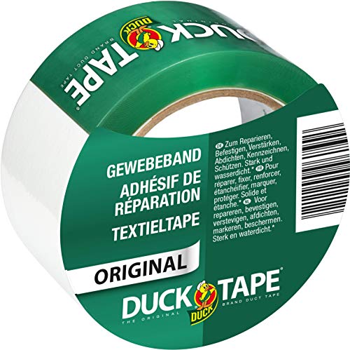 DUCK TAPE 106-05 Original Gewebeband – Selbstklebendes Klebeband mit wasserdichter Oberfläche – Panzertape extra stark für innen & außen – 50mm x 25m - Weiß von Duck